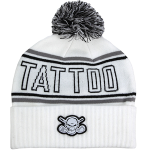 Cuffed Pom Knit Beanie (White) Tattoo Golf