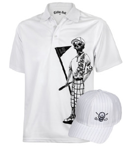 Products: Mr. Bones Men’s Polo & Clubhouse Golf Hat – White Tattoo Golf