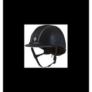 Helmets: CHARLES OWEN AYR8 HELTMET LEATHER LOOK WITH PIPING