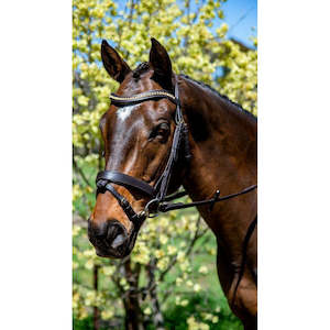 Bridles: Flexible Fit Topaz Wave Snaffle Bridle with Brass Buckles