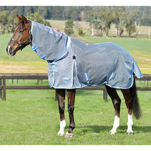 Rugs Accessories: Weatherbeeta Comfitec Ripshield Plus Combo Neck Grey/Cornflower Blue/Pink