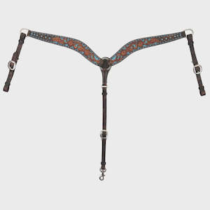Breastplates Wester: Circle Y Bronco Blue Texas Flower Breast Collar