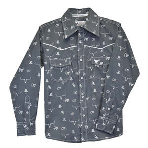 Rider Wear: Cowboy Hardware Boys Youth Branding Irons Long Sleeve Western Snap Shirt