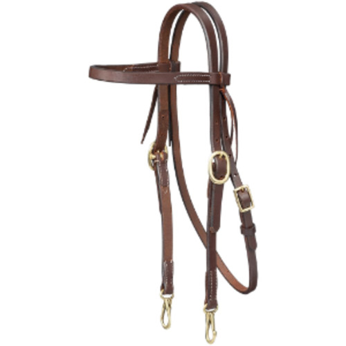 Horse Wear: Harness Leather Browband Headstall with Snap Ends