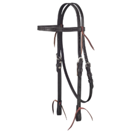 Horse Wear: Barbed Wire Tooled Browband Headstall Black