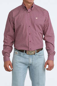 Cinch Purple Geometric Print Men's Long-sleeve