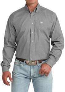 Cinch Men's Grey Print Long Sleeve Shirt