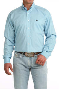 Cinch Men’s Shirt ‘Classic Fit’ Button Down Plaid Blue
