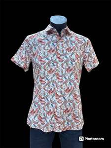Short Sleeved Shirts: Manshett Vibrant Paisley