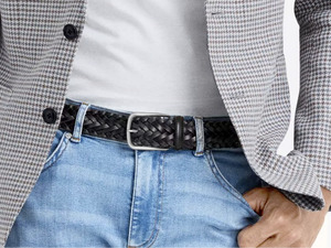 Belts: Robert Charles Black Stretch Leather