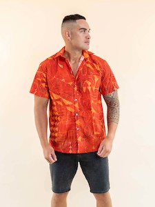 Mens Shirts: Taputu Shirt - Burnt Tiger Lily
