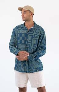Mens Shirts: Tamavi Long Sleeve Shirt - Dark Turquoise
