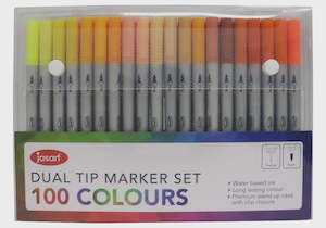 Art Supplies: Jasart Set 100 Dual Nib Markers: Brush and Fine