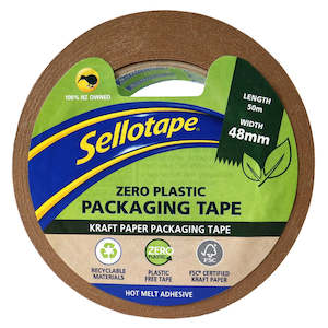 Stationery: Sellotape Zero Plastic Kraft Paper Packaging Tape 48mm x 50m
