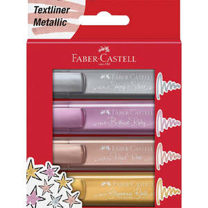 Stationery: Faber-Castell Textliner Metallics Highlighter 4 Pack
