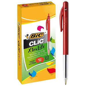 Stationery: PEN BIC CLIC MED RED BOX 10