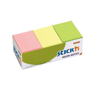 Stationery: Stick'n Note 38x50mm 100 Sheet Neon Assorted Pack 12