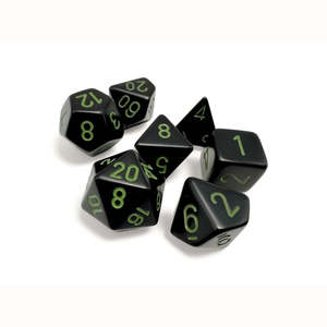 CHX 25458 Opaque Polyhedral Black/green 7-Die Set