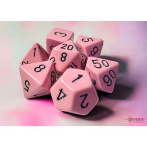 All: CHX 25464 Opaque Polyhedral Pastel Pink/black 7-Die Set