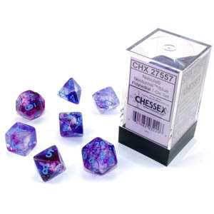 All: CHX 27557 Nebula Polyhedral Nocturnal/Blue Luminary 7-Die Set