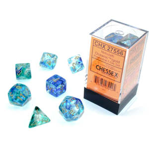 All: CHX 27556 Nebula Polyhedral Oceanic/Gold Luminary 7-Die Set