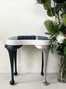 Not For Sale - Stool with Coastal Vibes in Artisan Velvet Luxe and Premium Chalk&hellip;