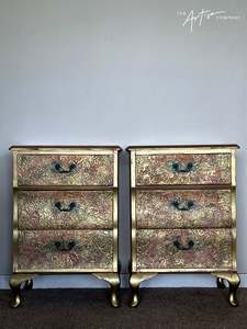 Furniture Inspiration: Not For Sale - Commission Bedside in Artisan stone stencil and Metallic Alchemy