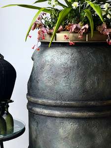 Not For Sale - Plastic Olive Barrel Turned Into A Decorative Stone Outdoor Pot Tutorial