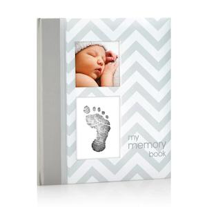 Books Stationery: Pearhead Chevron Baby Book Chevron - Grey | Blue
