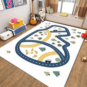 Play Mat: Kids Road Map Rug | Play Mat | Car Track Mat - Country Ride (160x80cm)
