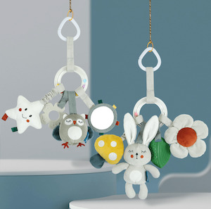 Baby Mobile: Baby Stroller Activity Toy Set with Teether - Bunny | Owl