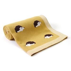 Pillows Blankets: 100% Cotton Super Soft Baby Knitted Blanket - Hedgehog (100x80cm)