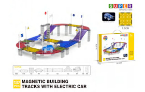Annual Sale: Super Magnetism - 137pcs Magnetic Building Tracks with Light Up Car