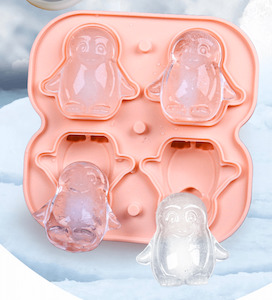 Lunch Boxes Drink Bottles: Silicone Penguin-Shaped Ice Cube Mould with a Convenient Funnel-Type Lid
