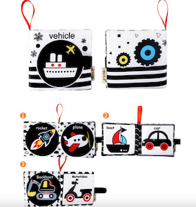 Baby Soft Books: High Contrast Baby Soft Cloth Crinkle Book - Vehicle | Alphabet