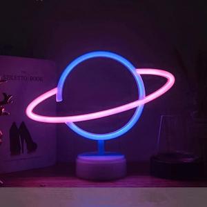 Wellbeing: Self-Standing LED Neon Room Decor Night Light - Planet Saturn