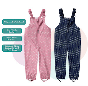 Kids Waterproof Rainwear Overalls - Polka Dots (2-8 years)