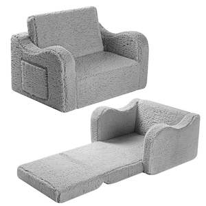 Kids Furniture: Comfy Soft Foldable 2-in-1 Kids Serpa Couch - Grey (18 months+)