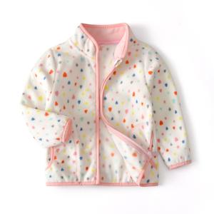 Autumn Winter Kids Fleece Jacket - Hearts Polka (2-6 years)