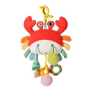 Crab Stroller Toy with Clamp, Mirror, Rattles, Sensory Crinkle and Squeaky Toy (3-12 months)
