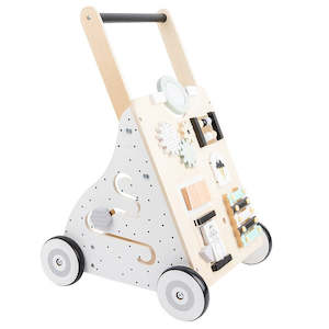 Wooden Toys: Montessori Wooden Baby Walker with Sensory & Activity Toys (12 months+)