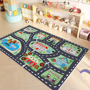 Kids Road Map Rug | Play Mat | Car Track Mat - My Happy Town (160x80cm)