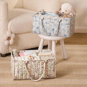 Storage Solutions: Grab and Go Nappy Organizer Caddy Bag - Floral Prints (23x17x5cm)