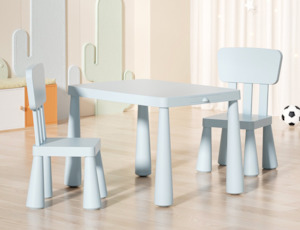 Kids Furniture: Adjustable Height Kids Activity Table with Two Chairs - White | Blue | Red | Pink (2-10 years) *Pre-Order