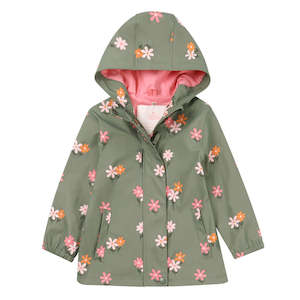Kids Clothing Accessories: Kids Waterproof Rainwear Jacket - Florals in Green (2-8 years)