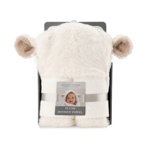 Little Linen Plush Hooded Towel - Farmyard Lamb