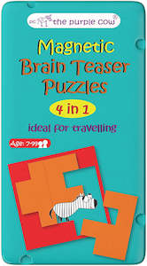 Kids Toys Gifts: Purple Cow Travel Game Tin Brain Teaser Puzzles 4 in 1 (7 years+)
