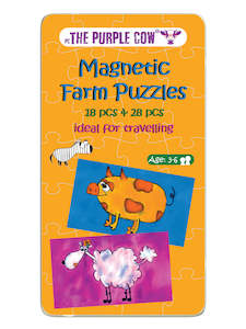 Kids Toys Gifts: Purple Cow Travel Game Tin Farm Puzzles (3-6 years)