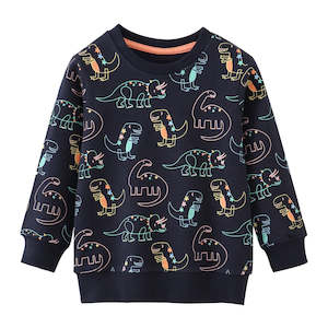 Kids Clothing Accessories: 100% Cotton Dinosaurs Parade Kids Sweater (2-7 years)