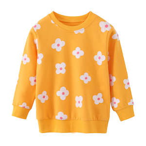 100% Cotton Floral in Yellow Girl Sweater (2-7 years)
